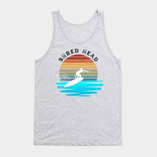 Retro Sunset With Surfer Riding The Wave Tank Top